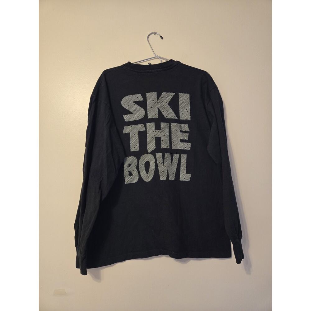 Vintage 90's Faded Black Down Hill Ski Long Sleeve T Shirt Gift Travel Outdoor - Picture 3 of 8